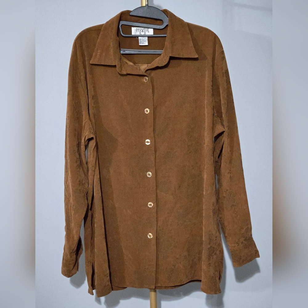 Vintage Cervelle Brown Floral Button-Down Shirt Large